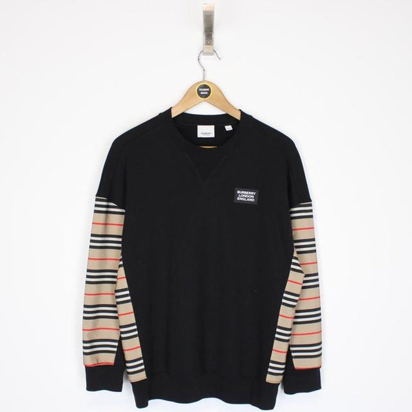 Burberry Black and Tan Brown Nova Stripe Sweatshirt Jumper