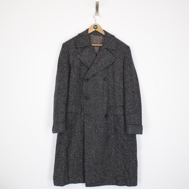 Vintage 80s Francesco Smalto Grey and Black Wool Overcoat