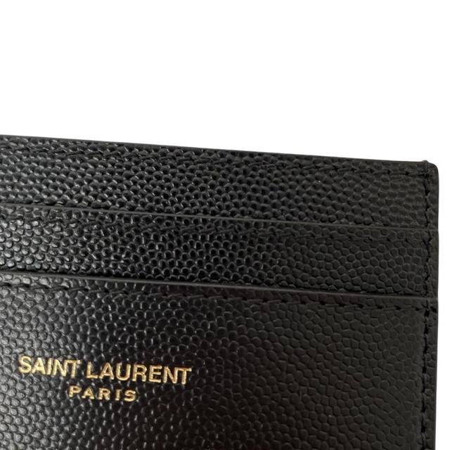 Saint Laurent Black and Gold Logo Print Leather Card Holder