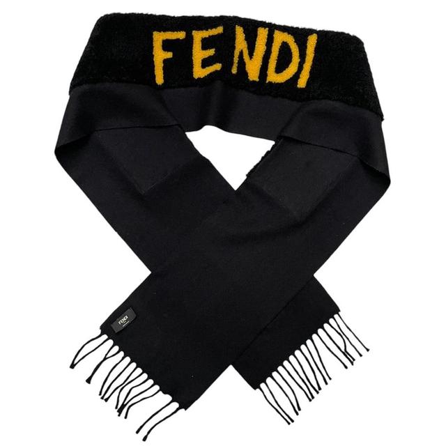 Fendi Black and Yellow Wool Scarf