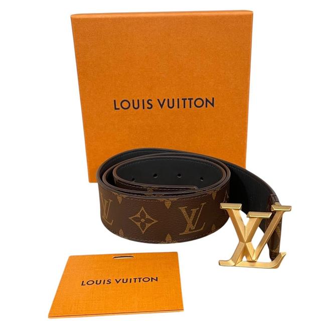 Louis Vuitton Brown and Gold Monogram Pyramide Belt