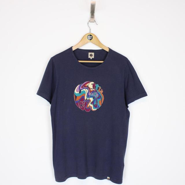 Pretty Green Navy Blue and Multicoloured Spellout Short Sleeve T-Shirt