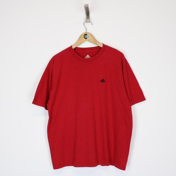 Vintage 00’s Adidas Red Crew Neck Spellout Short Sleeve T-Shirt