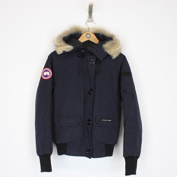 Canada Goose Navy Blue Chilliwack Bomber Down Jacket with Fur Trim