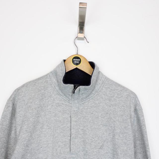 Vintage 00s Nautica Grey 1/4 Zip Sweatshirt Jumper