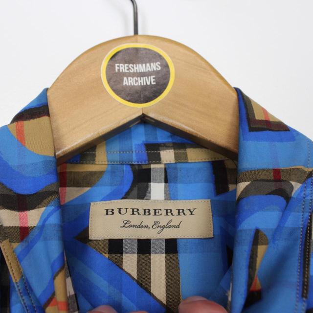 Burberry Jameson Tan Brown and Blue Graffiti Nova Check Long Sleeve Cotton Shirt