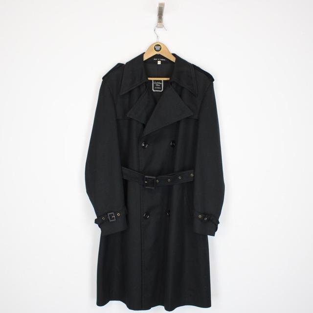 Vintage 90s Christian Dior Black Double Breasted Belted Trench Coat