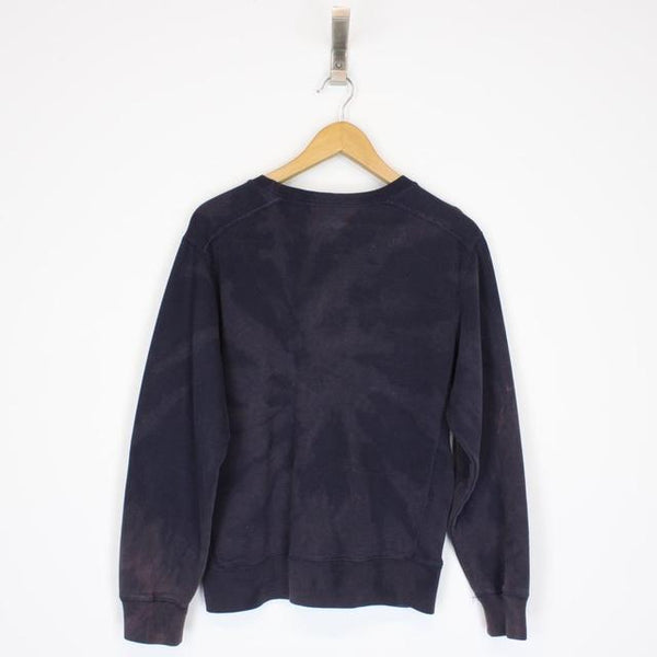 Vintage 00s GAP Navy Blue Tie Dye Spellout Sweatshirt Jumper