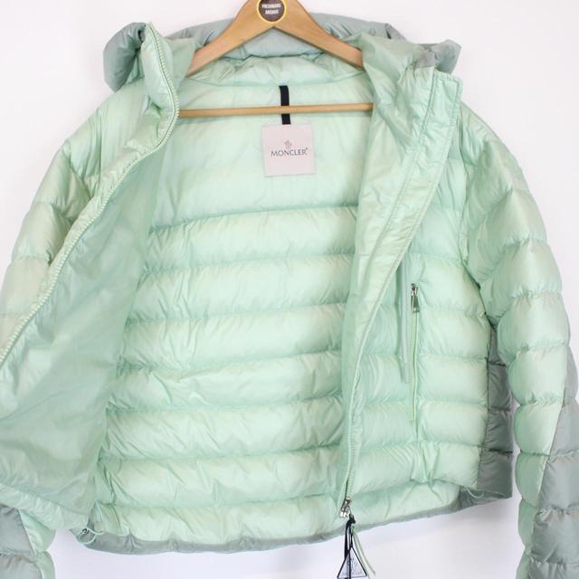 Moncler Sylans Mint Green Cropped Hooded Down Jacket