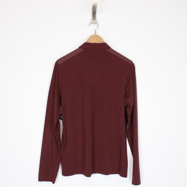 Prada Burgundy Long Sleeve Cotton Pique Polo Shirt