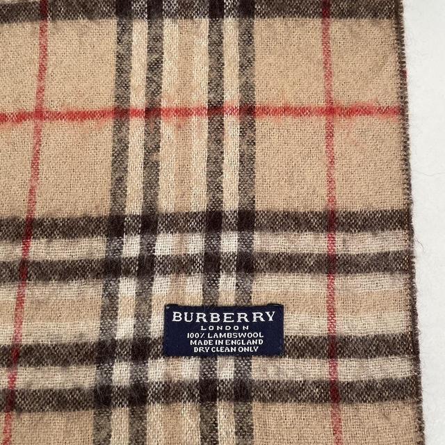 Vintage 90s Burberry Tan Brown Nova Check Lambswool Scarf