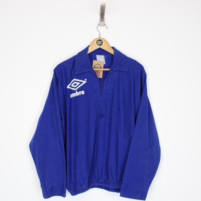 Vintage 90s Umbro Blue and White Spellout Pullover Jacket