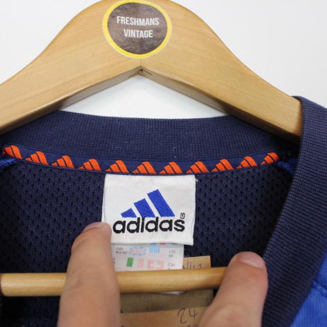 Vintage 90s Adidas Navy, Blue and Orange Spellout Sweatshirt Jumper