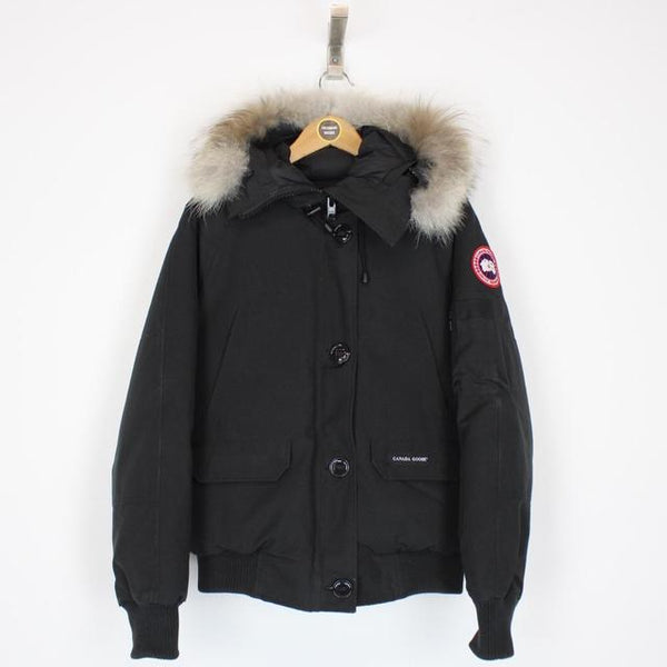 Canada Goose Black Chilliwack Bomber Down Jacket with Fur Trim