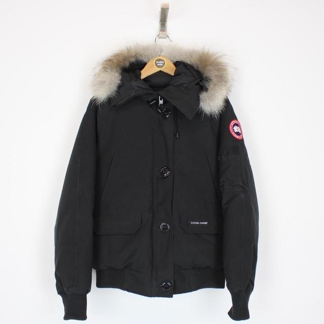 Canada Goose Black Chilliwack Bomber Down Jacket with Fur Trim