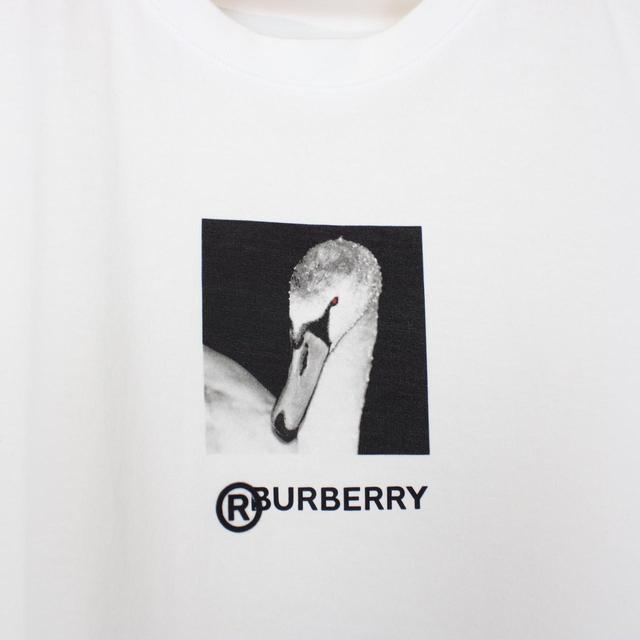 Burberry White and Black Swan Logo Short Sleeve T-Shirt