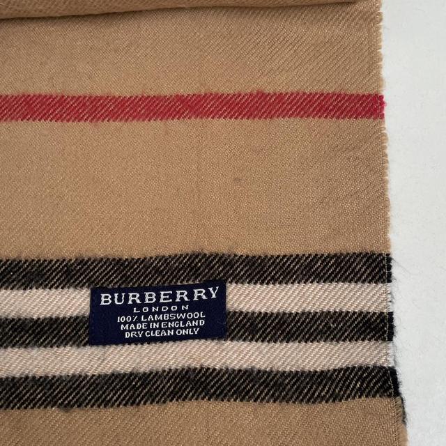 Vintage 90s Burberry Tan Brown Nova Stripe Lambswool Scarf