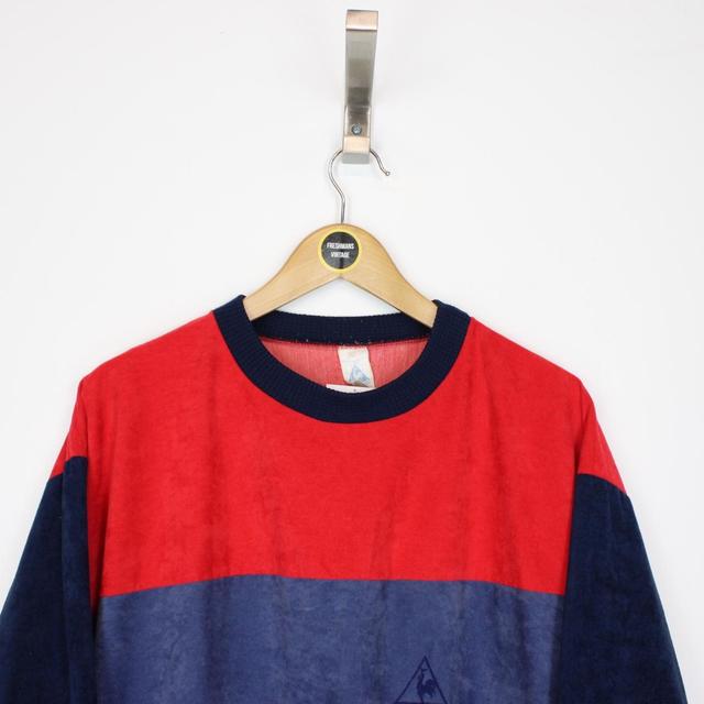 Vintage 90s Le Coq Sportif Red and Blue Spellout Sweatshirt Jumper