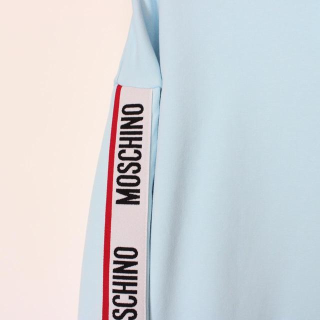 Moschino Underwear Light Blue Tape Logo Arm Hoodie Jumper