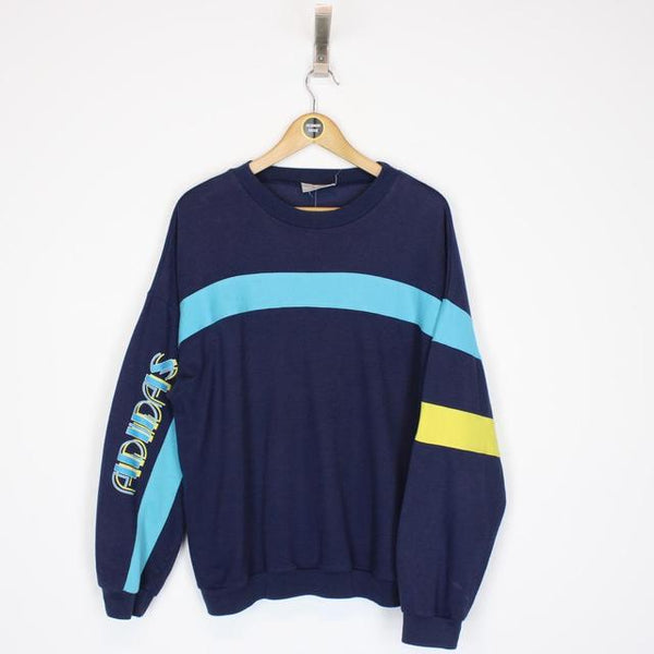 Vintage 90s Adidas Navy Blue Spellout Sweatshirt Jumper