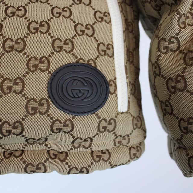 Gucci Tan Brown GG Monogram Cotton Canvas Down Puffer Jacket