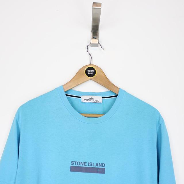 Stone Island SS 2021 Small Logo Print Blue Short Sleeve T-Shirt