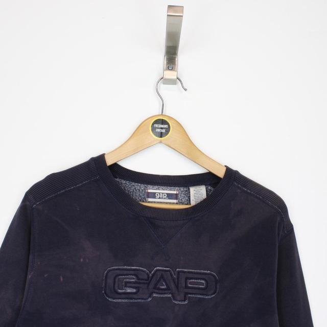 Vintage 00s GAP Navy Blue Tie Dye Spellout Sweatshirt Jumper