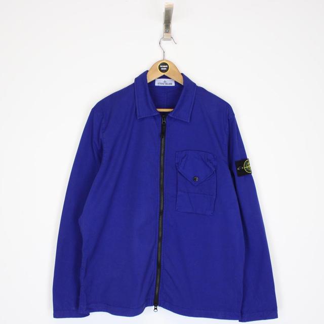 Stone Island AW 2023 Blue Bellows Cotton Overshirt Jacket