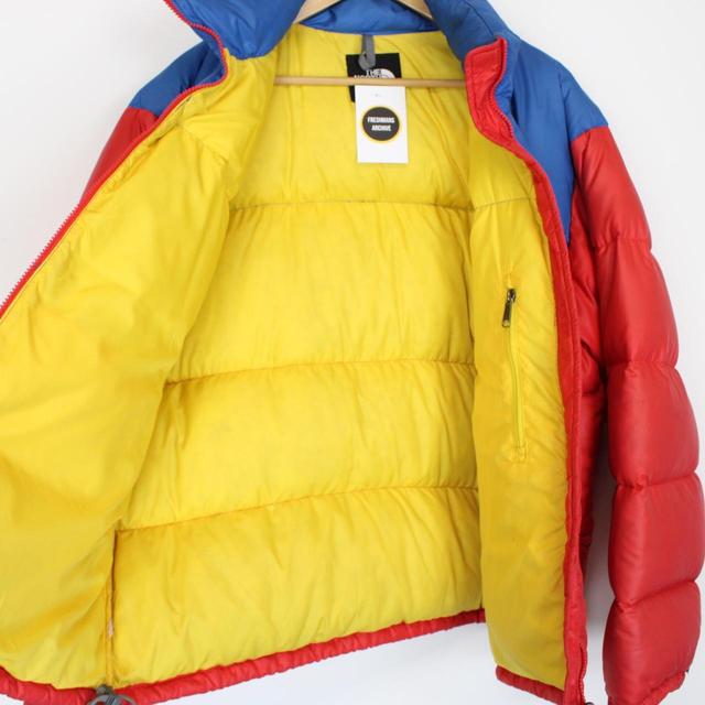 Vintage 90s The North Face Red and Blue 700 Nupste Spellout Down Puffer Jacket