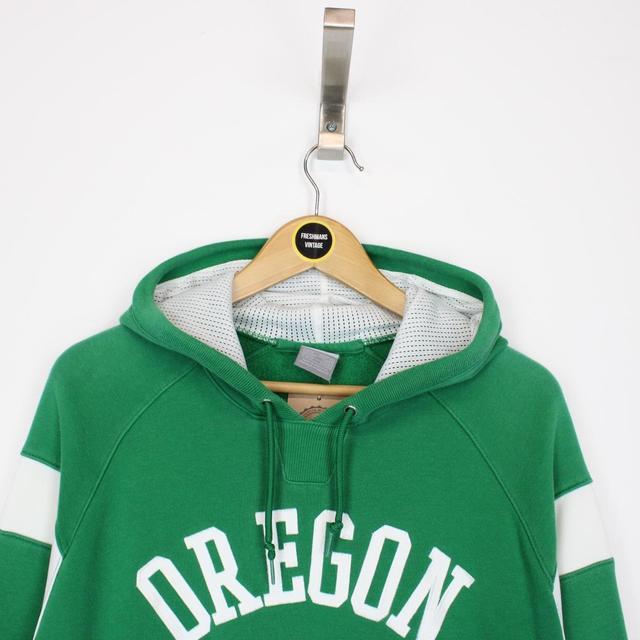 Vintage 00s Nike Oregon Green and White Spellout Hoodie Jumper