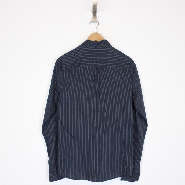 Vintage 00s Armani Jeans Navy Blue Striped Long Sleeve Shirt