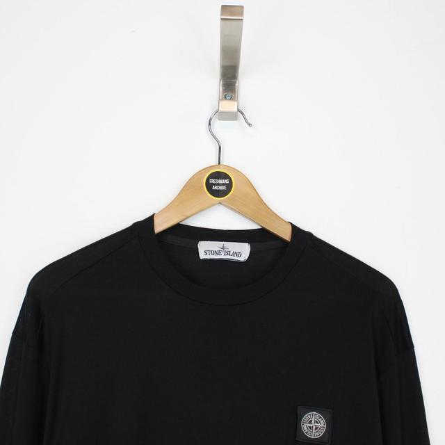 Stone Island SS 2019 Black Long Sleeve Compass Logo T-Shirt