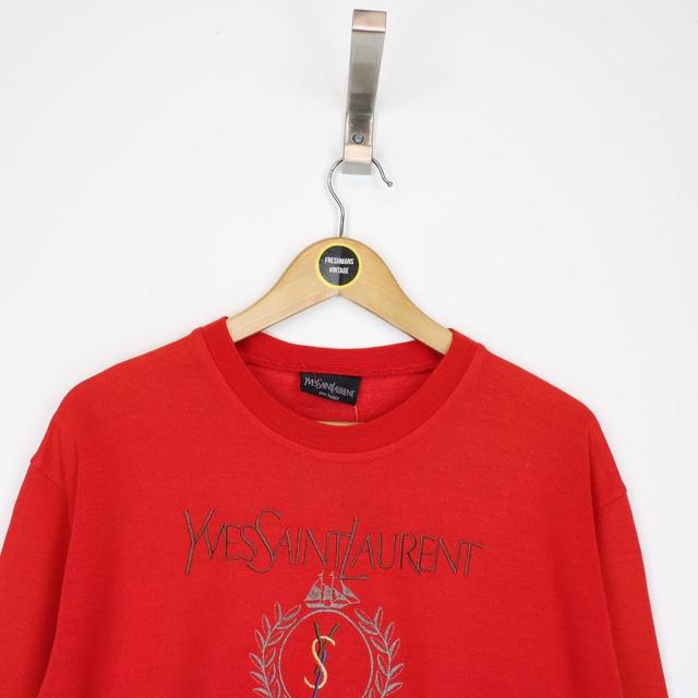 Vintage 90s Yves Saint Laurent Red Spellout Sweatshirt Jumper