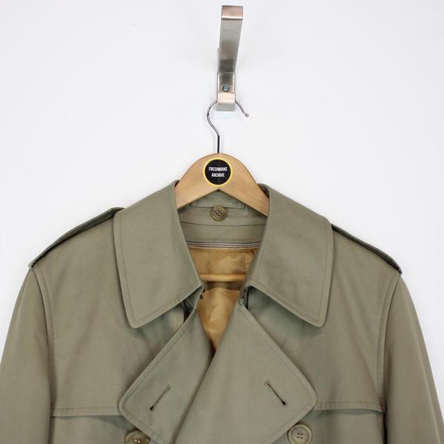 Vintage 90s Burberry Green Nova Check Double Breasted Trench Coat