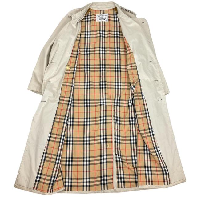 Vintage 90s Burberry Beige Nova Check Double Breasted Trench Coat