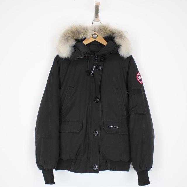 Canada Goose Black Chilliwack Bomber Down Jacket with Fur Trim