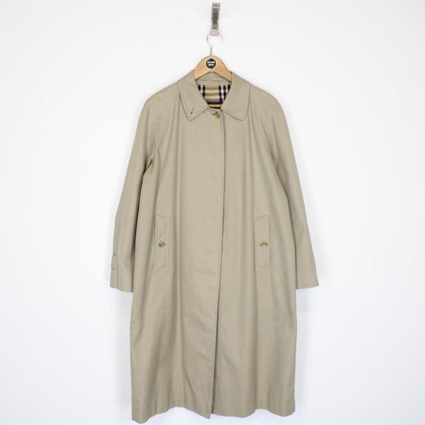 Vintage 90s Burberry Tan Brown Nova Check Single Breasted Trench Coat