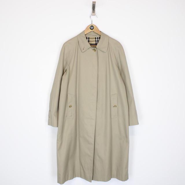 Vintage 90s Burberry Tan Brown Nova Check Single Breasted Trench Coat