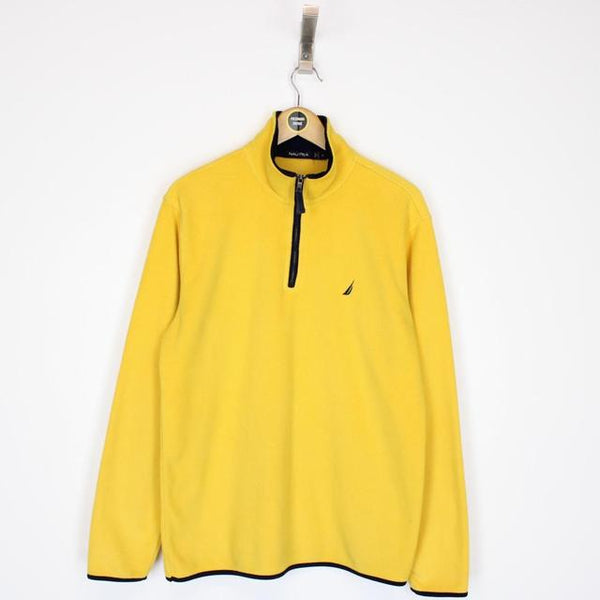 Vintage 00s Nautica Yellow 1/4 Zip Fleece Jumper