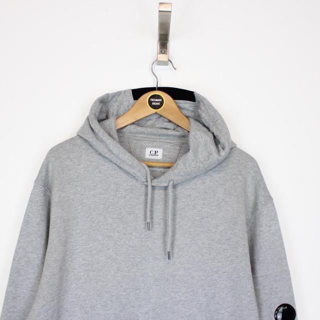 CP Company Grey Diagonal Fleece Cotton Hoodie Jumper