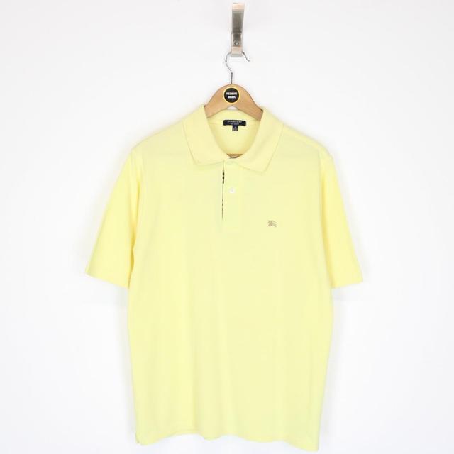 Vintage 00s Burberry London Yellow Nova Check Short Sleeve Polo Shirt