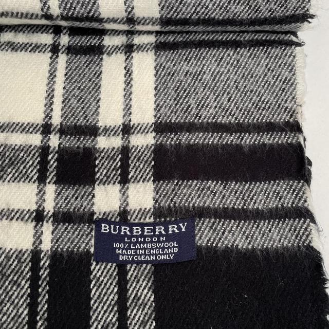 Vintage 90s Burberry Black Check Lambswool Scarf