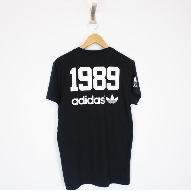 Adidas Black and White Short Sleeve Spellout T-Shirt