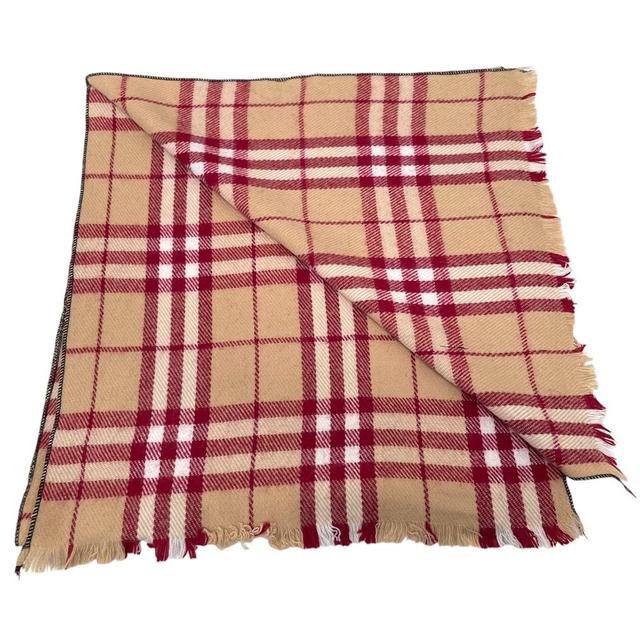 Vintage 90s Burberry Beige and Pink Nova Check Lambswool Scarf