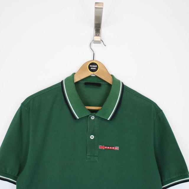 Prada Green Short Sleeve Cotton Pique Polo Shirt