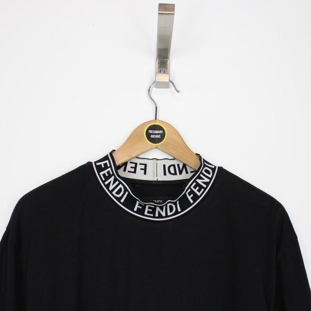 Fendi Black and White Mock Neck Short Sleeve T-Shirt