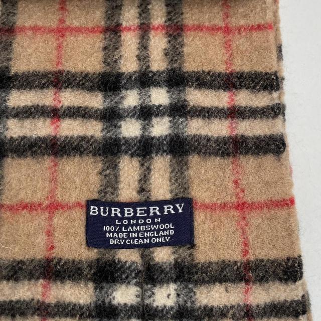 Vintage 90s Burberry Tan Brown Nova Check Lambswool Scarf