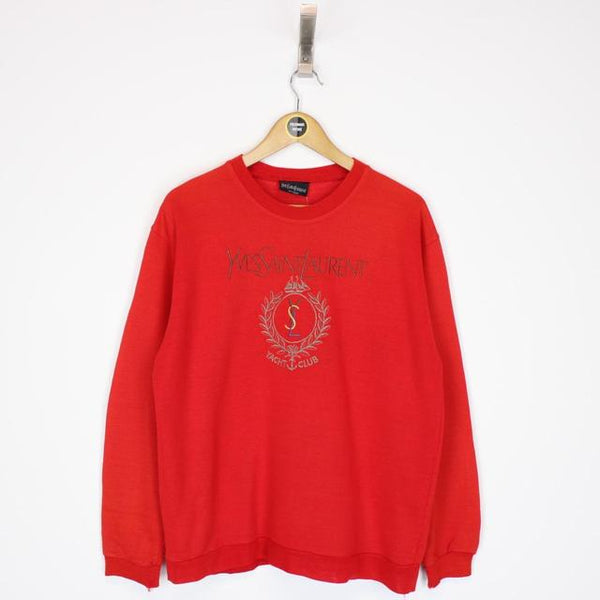 Vintage 90s Yves Saint Laurent Red Spellout Sweatshirt Jumper