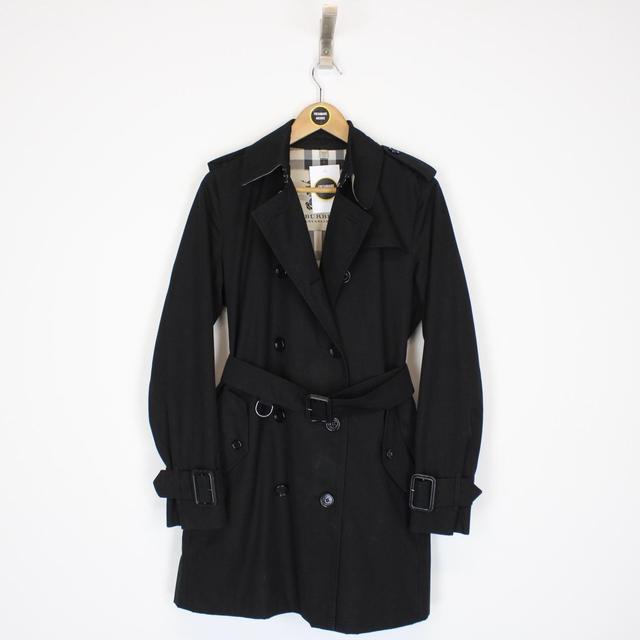 Burberry London Black Nova Check Double Breasted Trench Coat