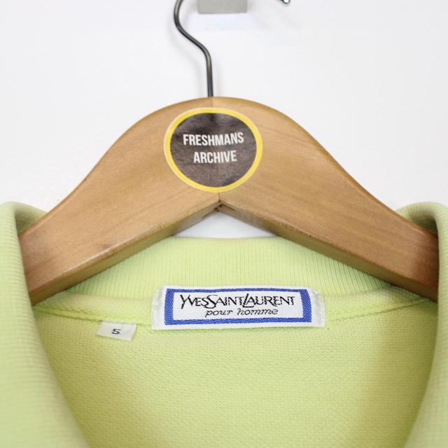 Vintage 80s Yves Saint Laurent Lime Green Short Sleeve Spellout Polo Shirt